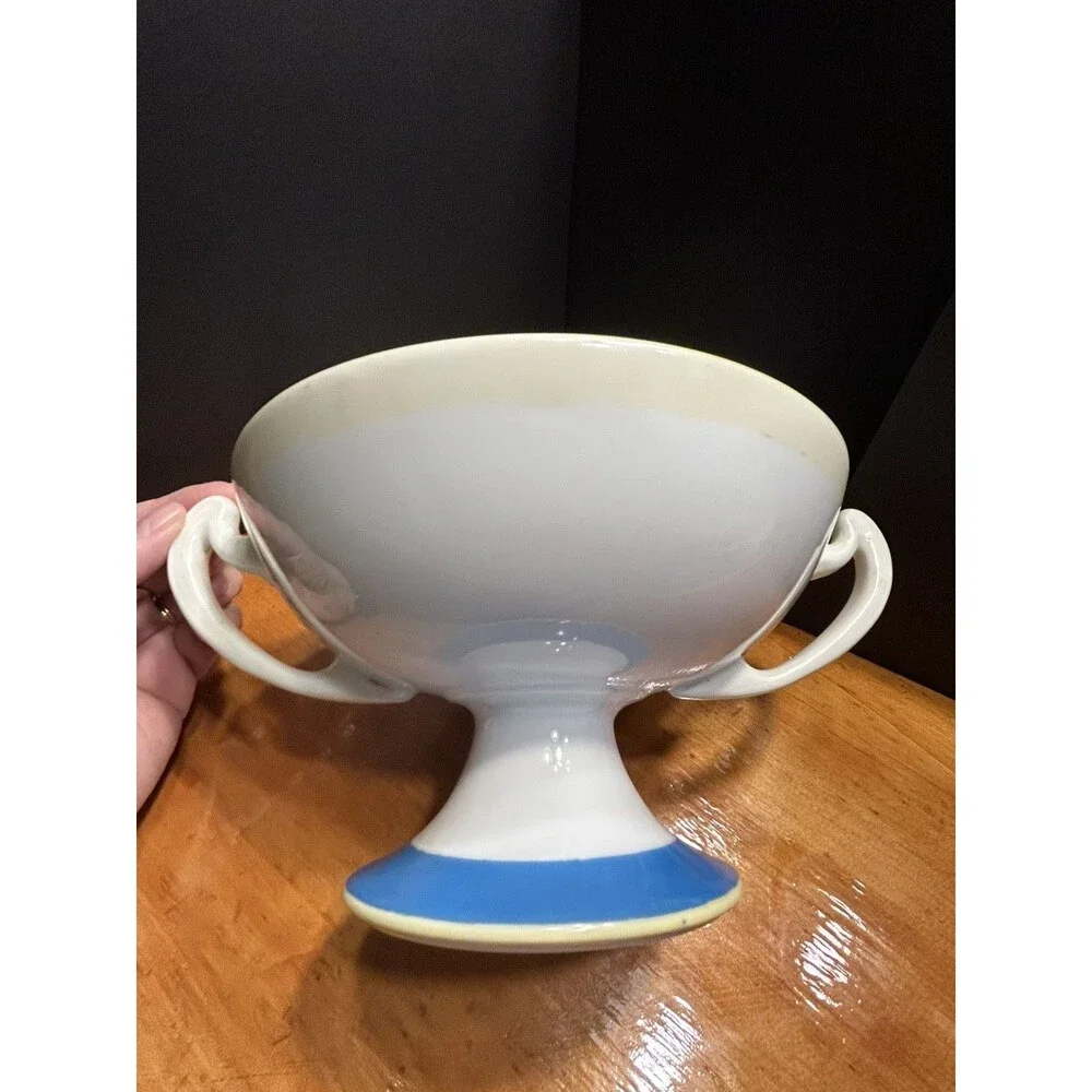 Nippon Hand Painted Bird Floral‎ Pedestal Bowl Vintage